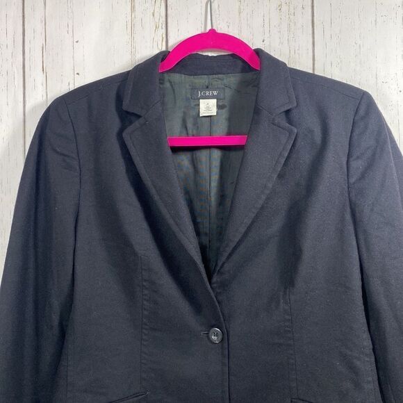 Vintage J.Crew 100% Wool Black Blazer Size 8 Classic Minimalist Office Chic - Picture 2 of 12